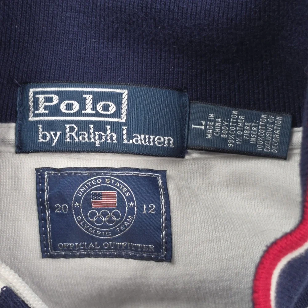 VTG Y2K Polo Ralph Lauren Jacket Sz L White Embroidered Team USA Olympic